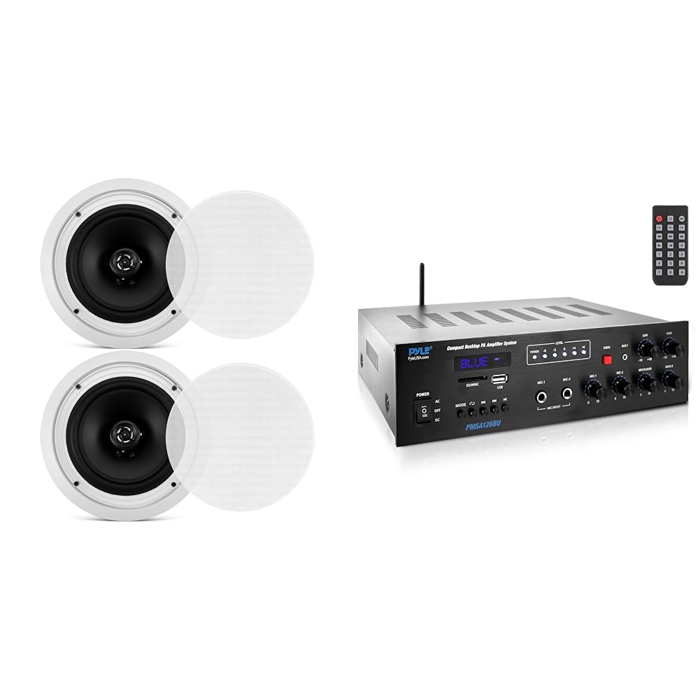 Pyle 8 in Ceiling Speakers with Bluetooth 500W PA Amplifier System