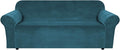 Stretch Velvet Sofa Cover for Extra Wide Sofas 89ft-97ft - Deep Teal