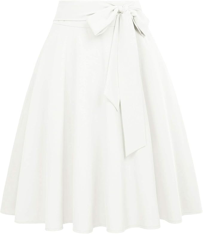 Belle Poque Women's High Waist A-Line Midi Skirt with Pockets