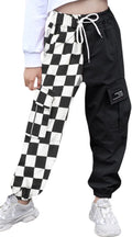 Girls & Womens Drawstring Cargo Jogger Pants - High Waist Cotton Blend