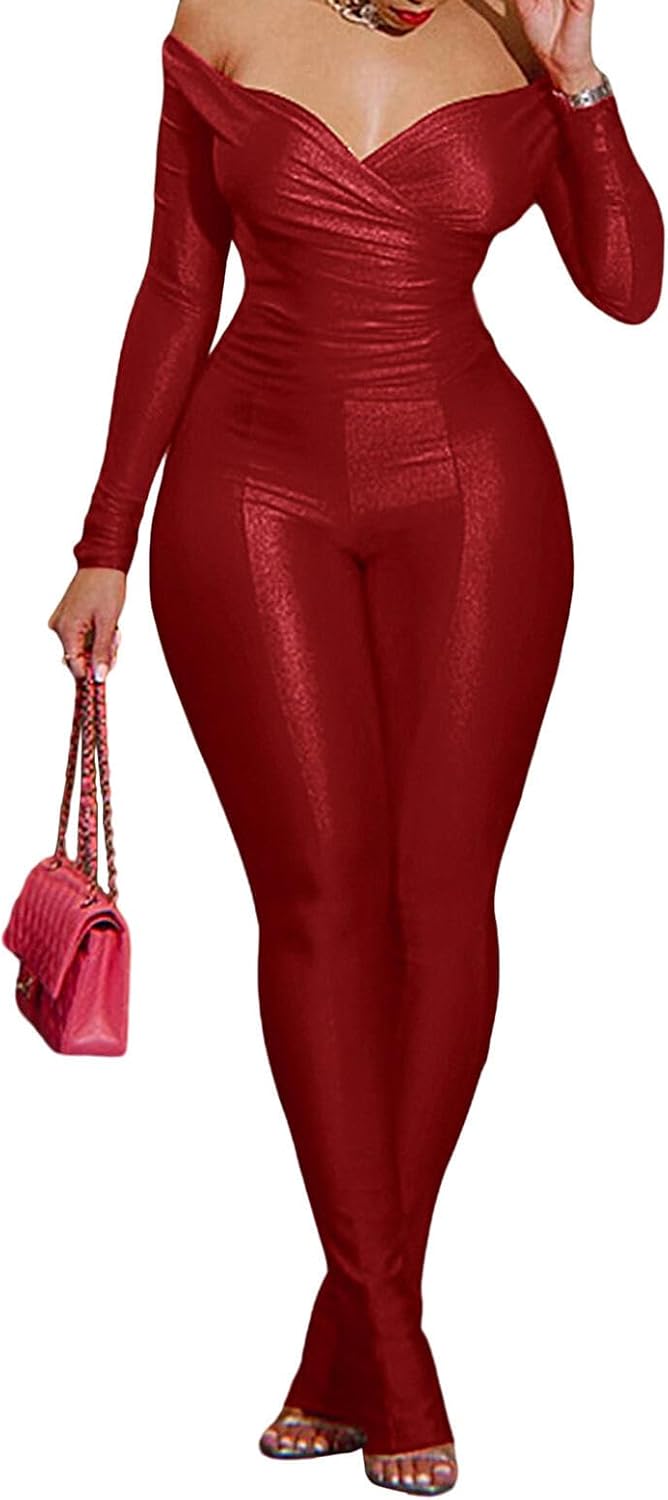 Sexy 2 Piece Outfits for Women with Off Shoulder Tops and Flared Pants