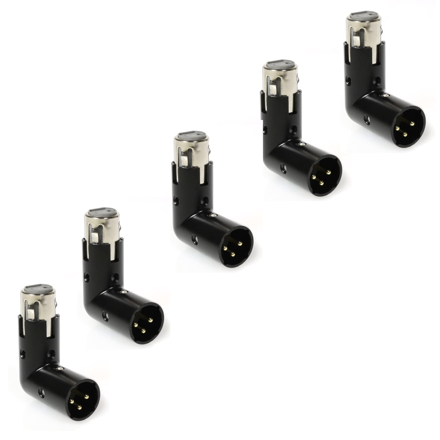 LyxPro XLR Angle Adapter for Mixers - 5 Pack with 4 Angles