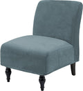 Ultimate Luxury: Thick Velvet Chair Slipcovers in Stone Blue