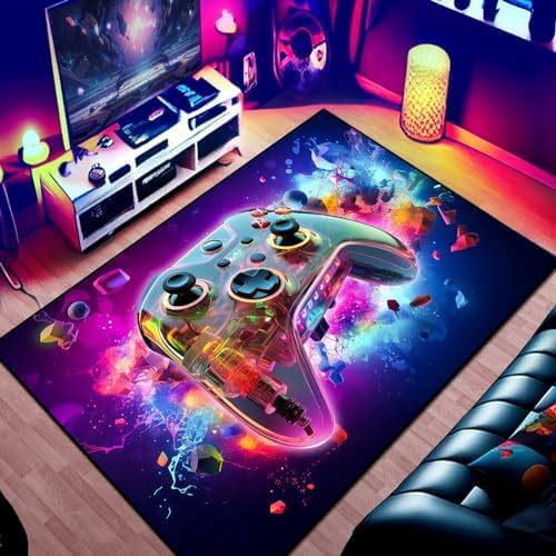 3D Gamepad Design Area Rug for Gaming Room (79 x 59)