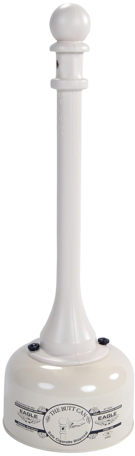 Eagle 1202BEI Galvanized Steel Poly Tube Cigarette Butt Receptacle