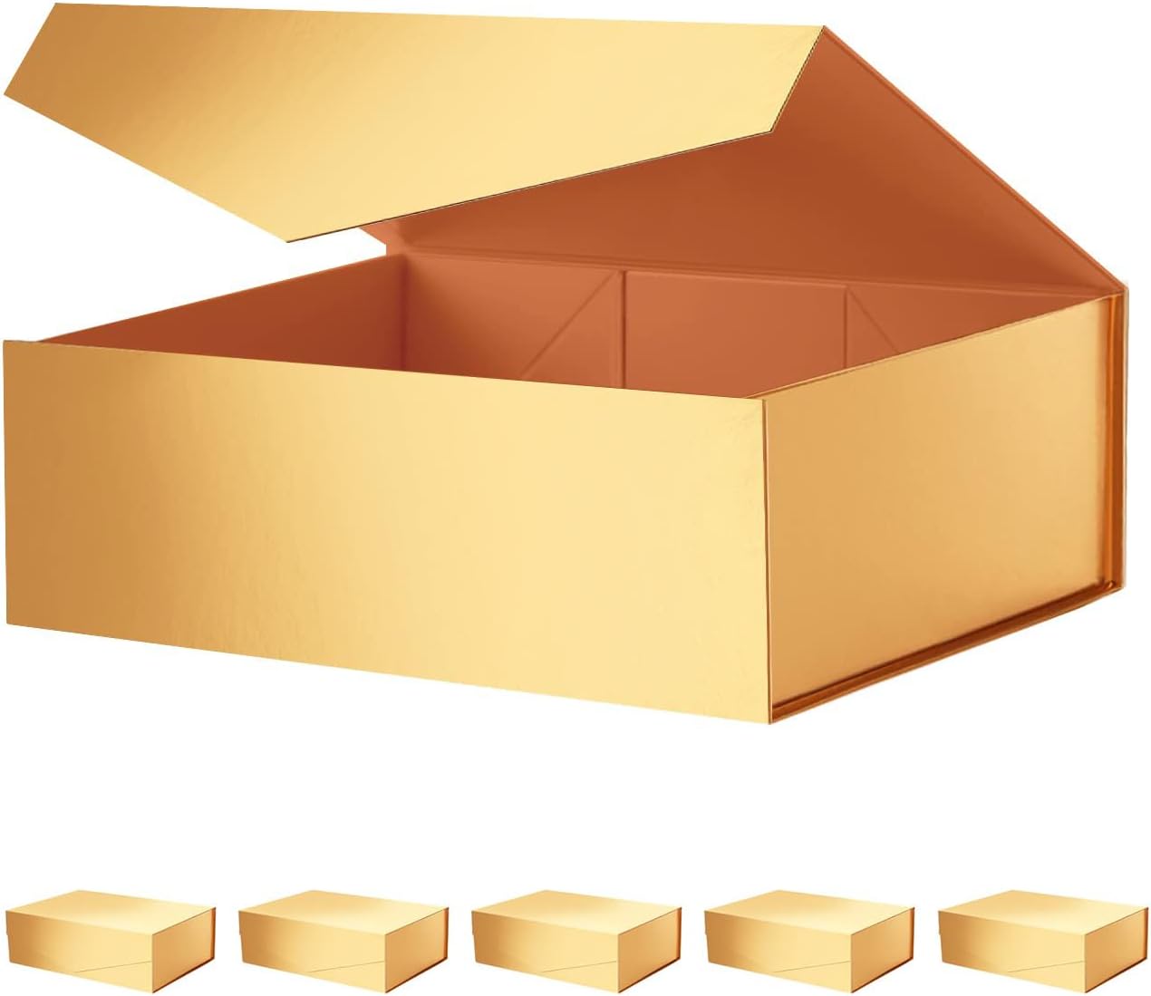 Large Gold Collapsible Gift Boxes by JINGUAN for All Occasions