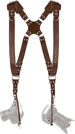 C Coiro Dual Harness for Two Cameras - Leather Shoulder Strap