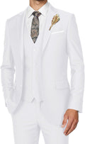 Men's Suits 3 Piece Slim Fit Dress Tuxedo - Classic White Three-Piece