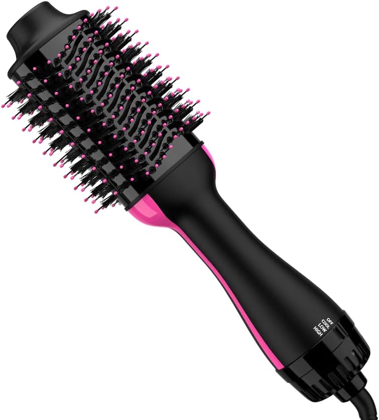 4-in-1 Hair Dryer Brush with Ceramic Barrel - Volumizer & Straightener
