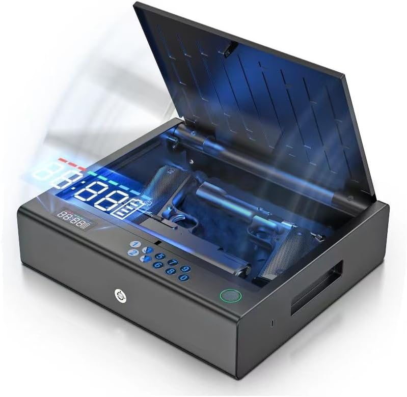 Biometric Gun Safe for Pistols with Quick Access and LCD Display