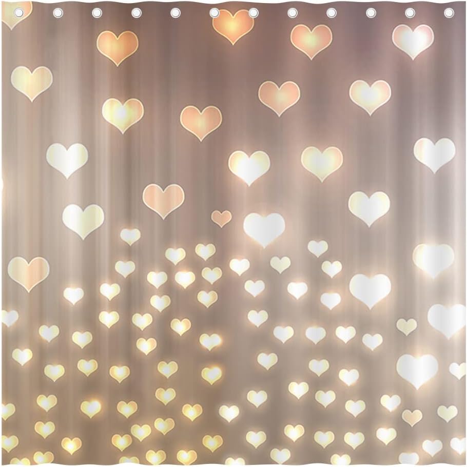 Romantic Bokeh Heart Shower Curtain - Love is in the Air! 72x72 Washable, Waterproof