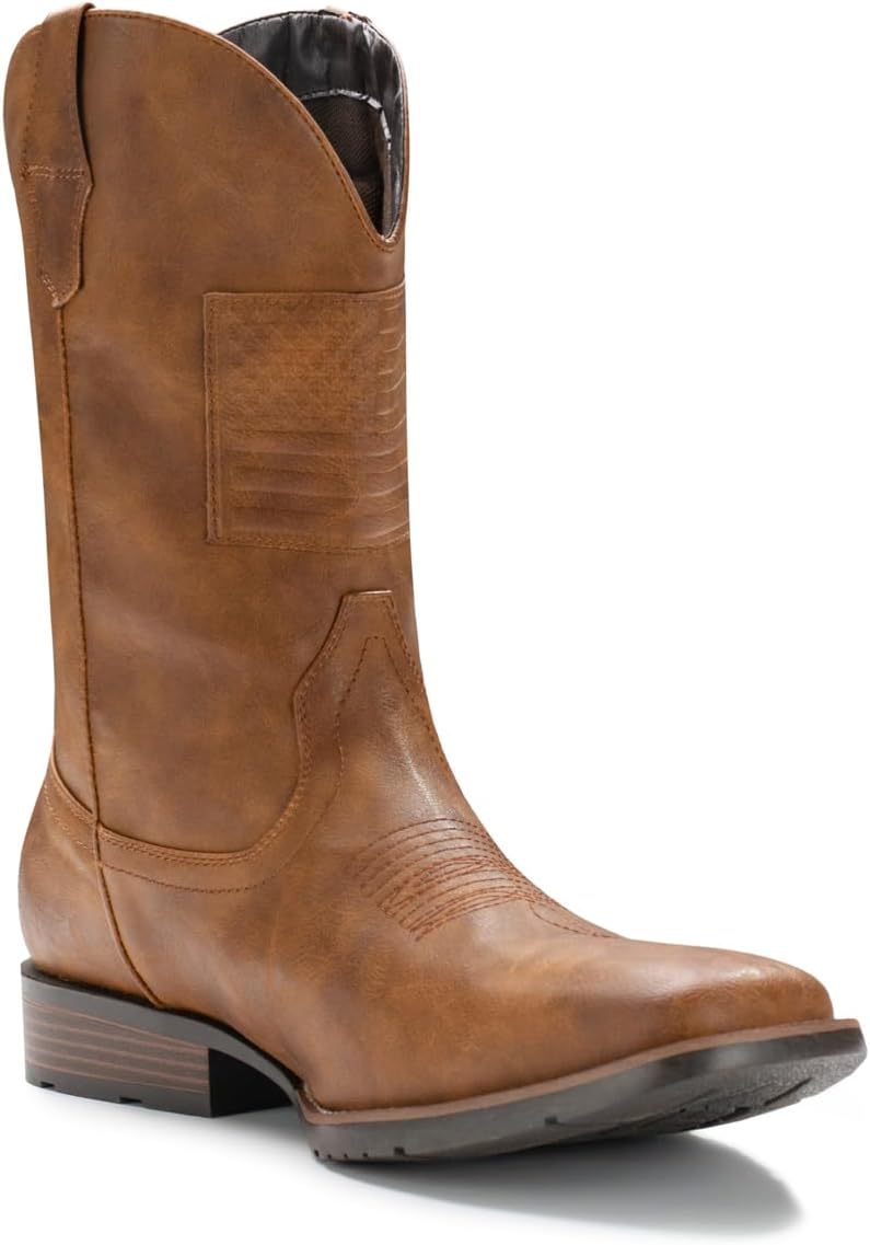 IUV Cowboy Boots For Men: Stylish Retro Square Toe Design