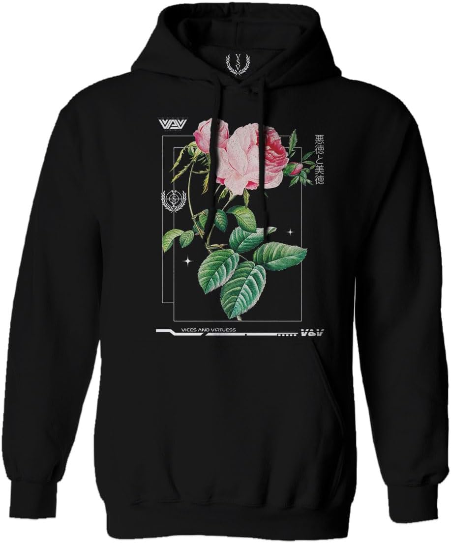Floral Rose Botanical Print Hoodie - Summer Chic! 