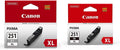 Canon CLI-251XL Gray & BK Compatible Ink Cartridges - Photo Ready
