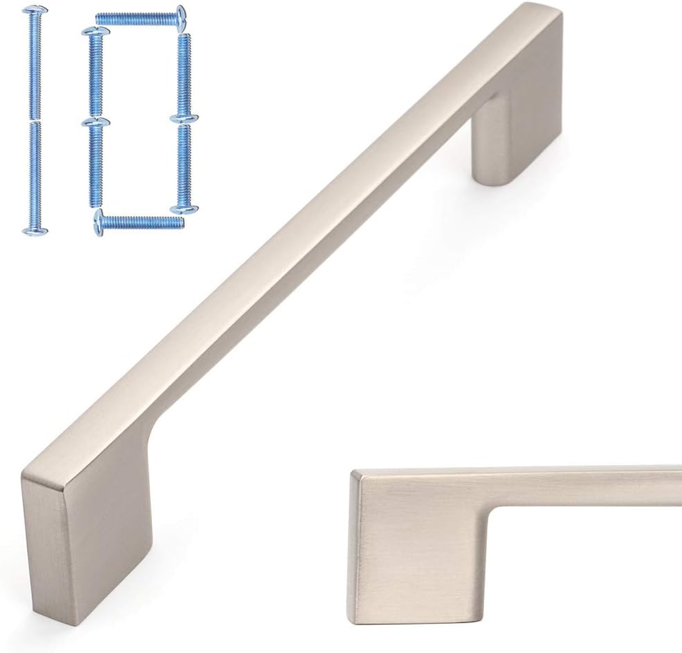Brushed Nickel Kitchen Cabinet Pulls - 10 Pack 5 Inch Handles
