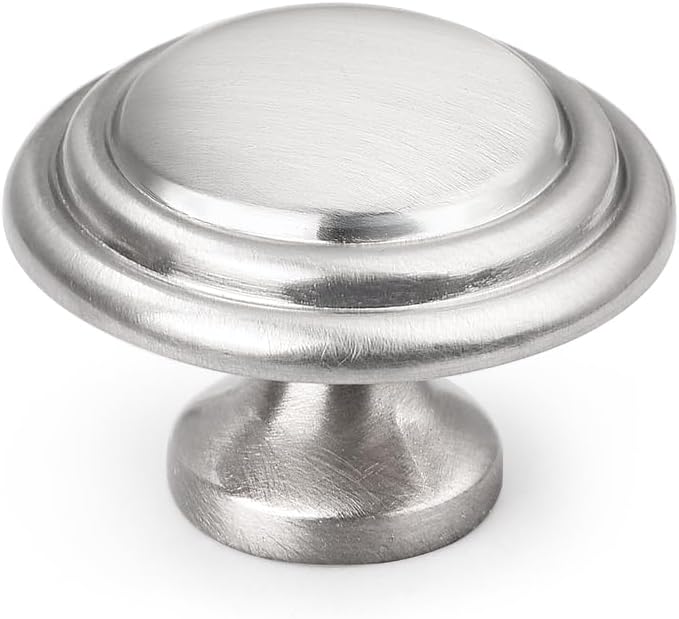 Gobrico 25 Pack Satin Nickel Round Cabinet Knobs for Kitchen