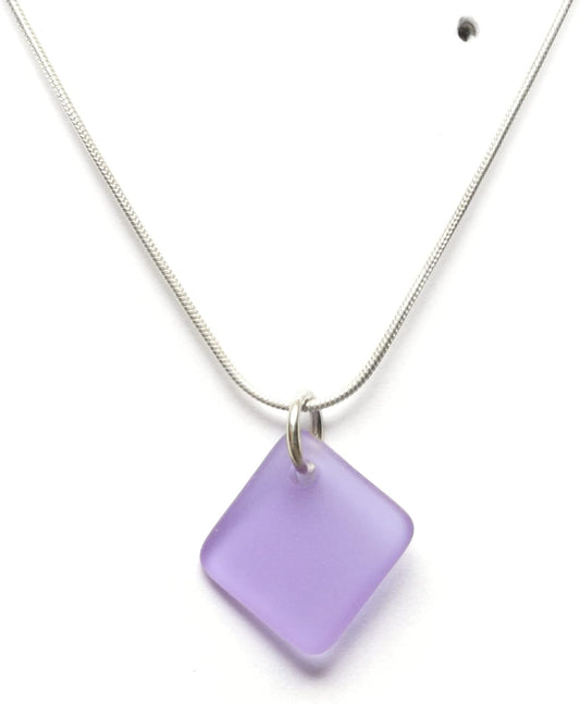 Sea Glass Delicate Diamond Pendant - EcoSeaCo Jewelry