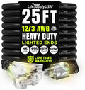 25ft Outdoor/Indoor Extension Cord 3-Outlet 12/3 Gauge Extra Heavy