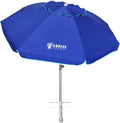 7ft Blue High Wind Beach Umbrella with Sand Anchor - UV 50+ Protection