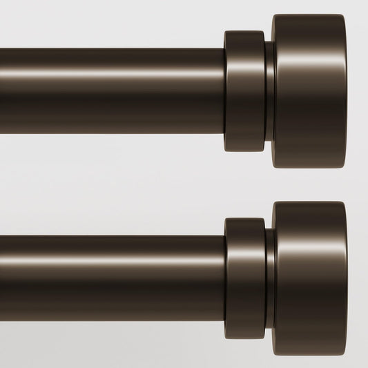 Modern Brown Curtain Rods Set for Windows 48 to 84 Inches