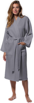 Turquaz Waffle Kimono Bathrobe for Women - Lightweight Long Robe