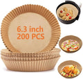200Pcs Air Fryer Disposable Paper Liner 6.3 in - Easy Cleanup