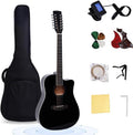 42in 12 String Guitar for Beginner Adult Full Size Cutaway - Black