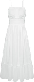 GRACE KARIN Womens Summer Smocked Ruffle Maxi Dress - With Pockets