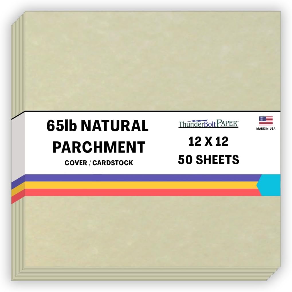 50 Sheets of 12 X 12 Natural Parchment Cardstock for Crafts