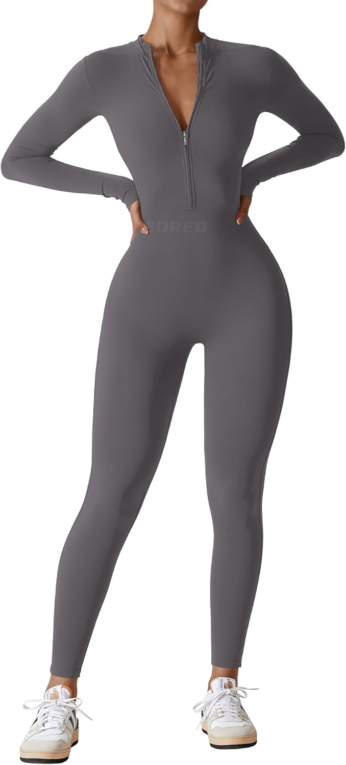 YEOREO Women Long Sleeve Workout Jumpsuit for Activewear