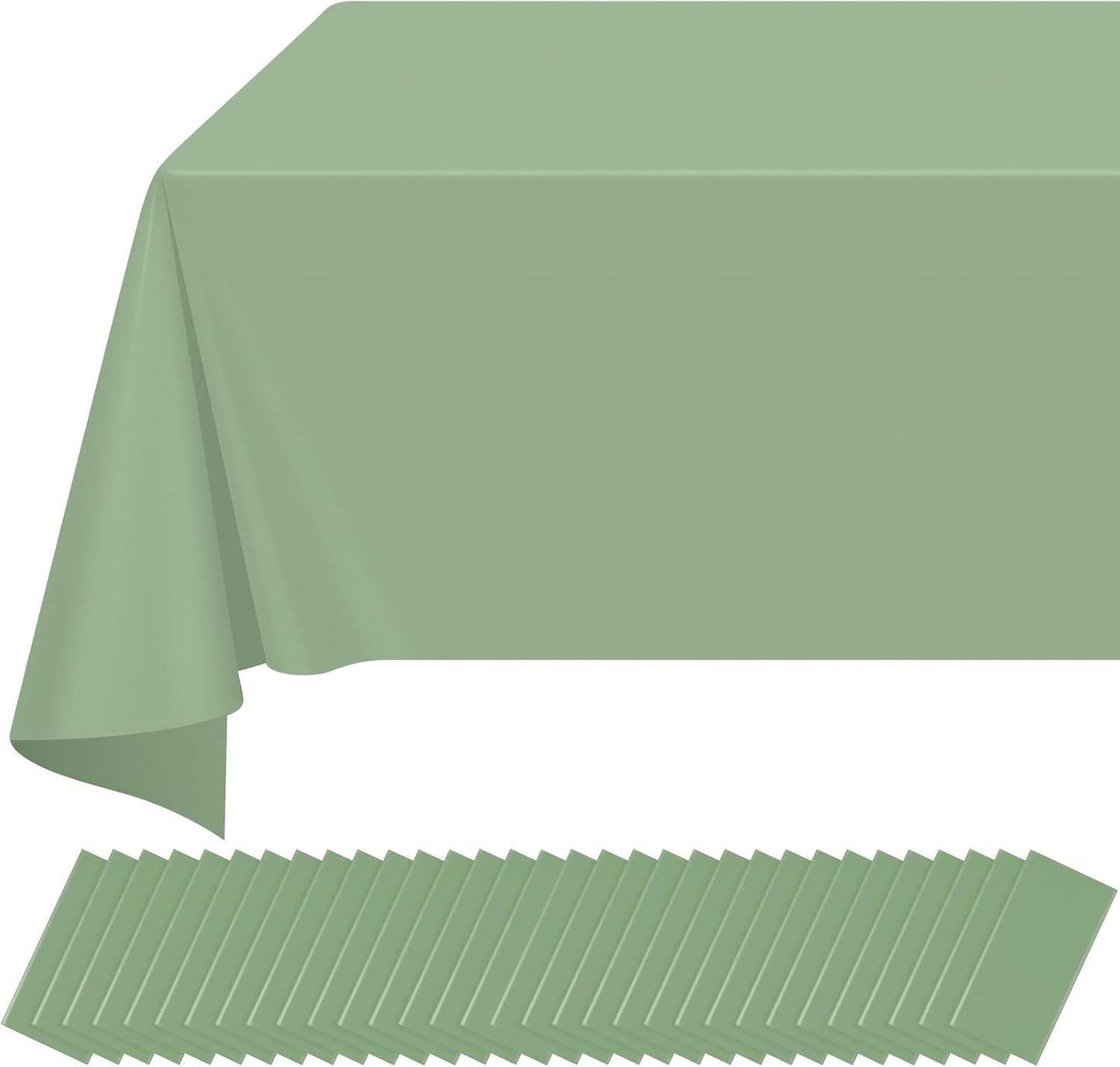 32 Pack Sage Green Plastic Tablecloths for Every Occasion