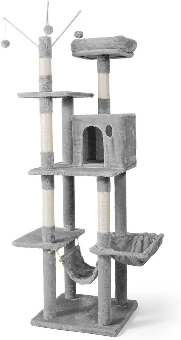 70-Inch Multi-Level Tall Cat Tree for Large Cats and Kittens