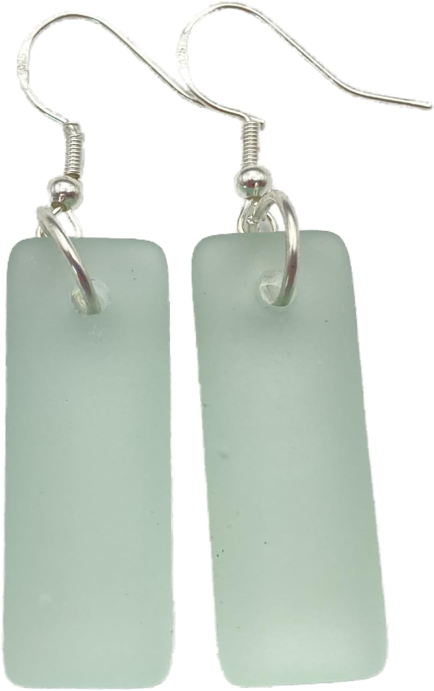 Handmade Rectangle Sea Glass Earrings for Unique Style Lovers