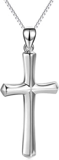 Cross Necklace Women Sterling Silver Engraved Faith Hope Love - Subtle