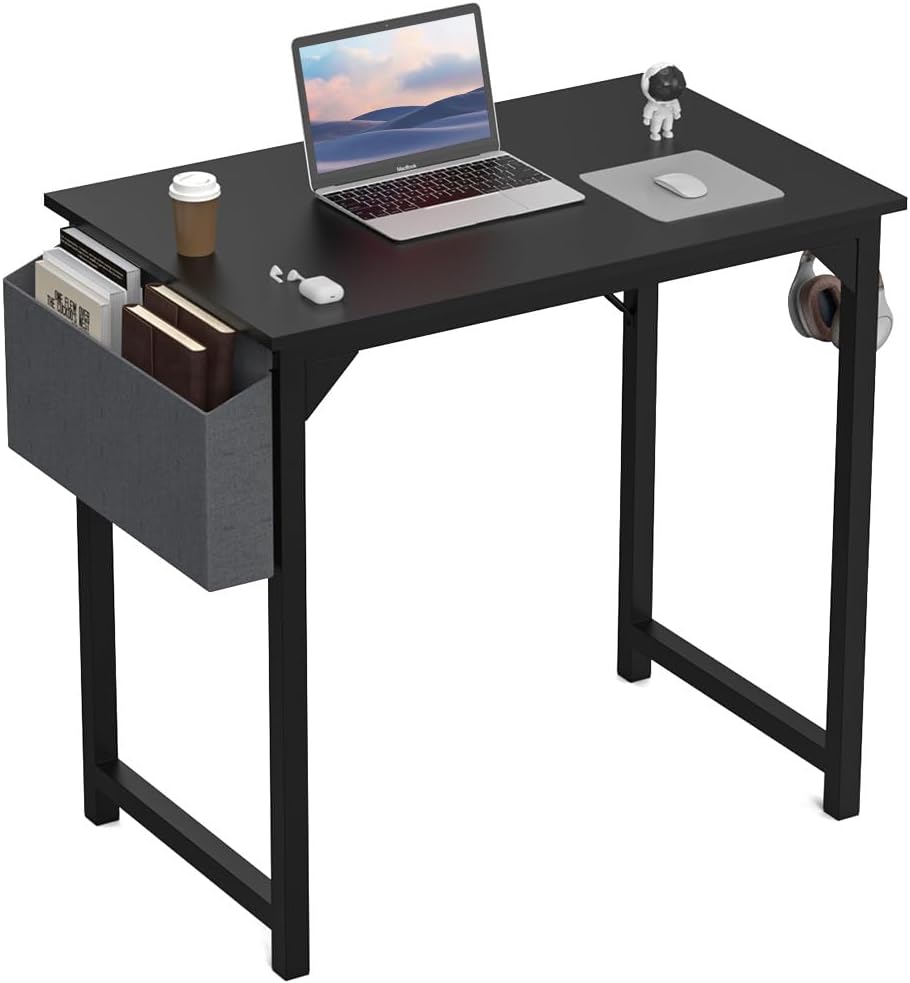 DUMOS 32-Inch Black Wood Office Desk - Sleek & Stylish Work Station