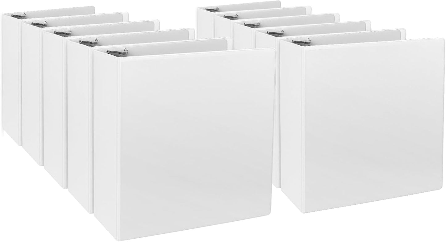 3 Inch 3 Ring Binder for Letter Size Paper - 10 Pack White