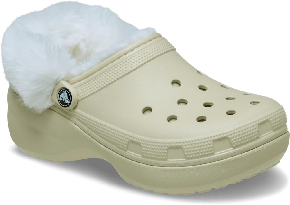 Crocs Women's Classic Platform Fuzz-Lined Clogs for Comfort