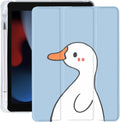 Cute Cartoon Duck iPad Air5/Air4 Case with Pencil Holder - Blue