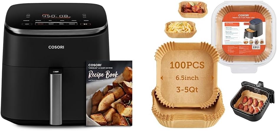 COSORI TurboBlaze Air Fryer + 100 Liners Bundle