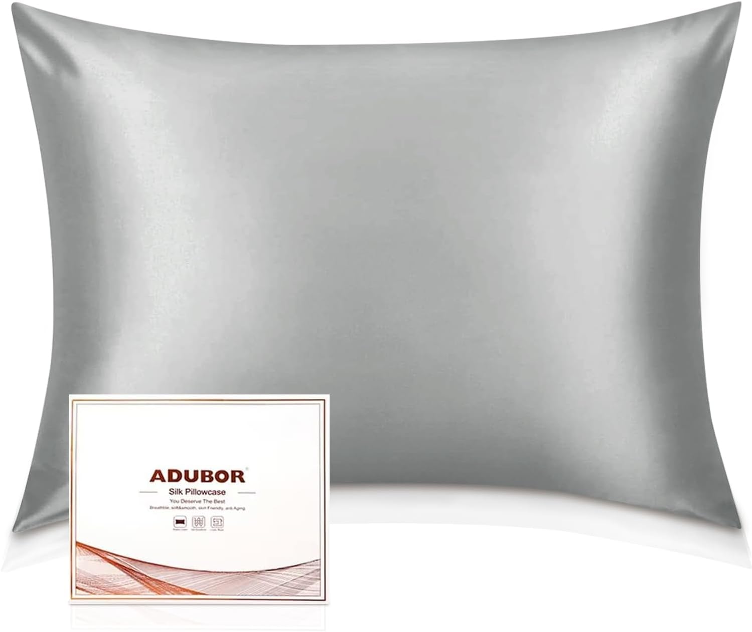 Adubor Silk Pillowcase for Hair and Skin with Hidden Zipper