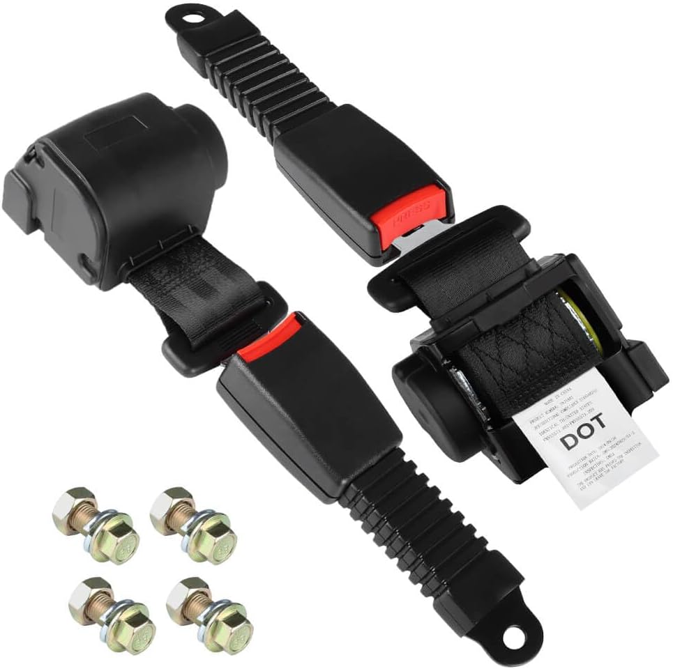 Retractable 61 Inch DOT Seatbelts for Golf Carts and More