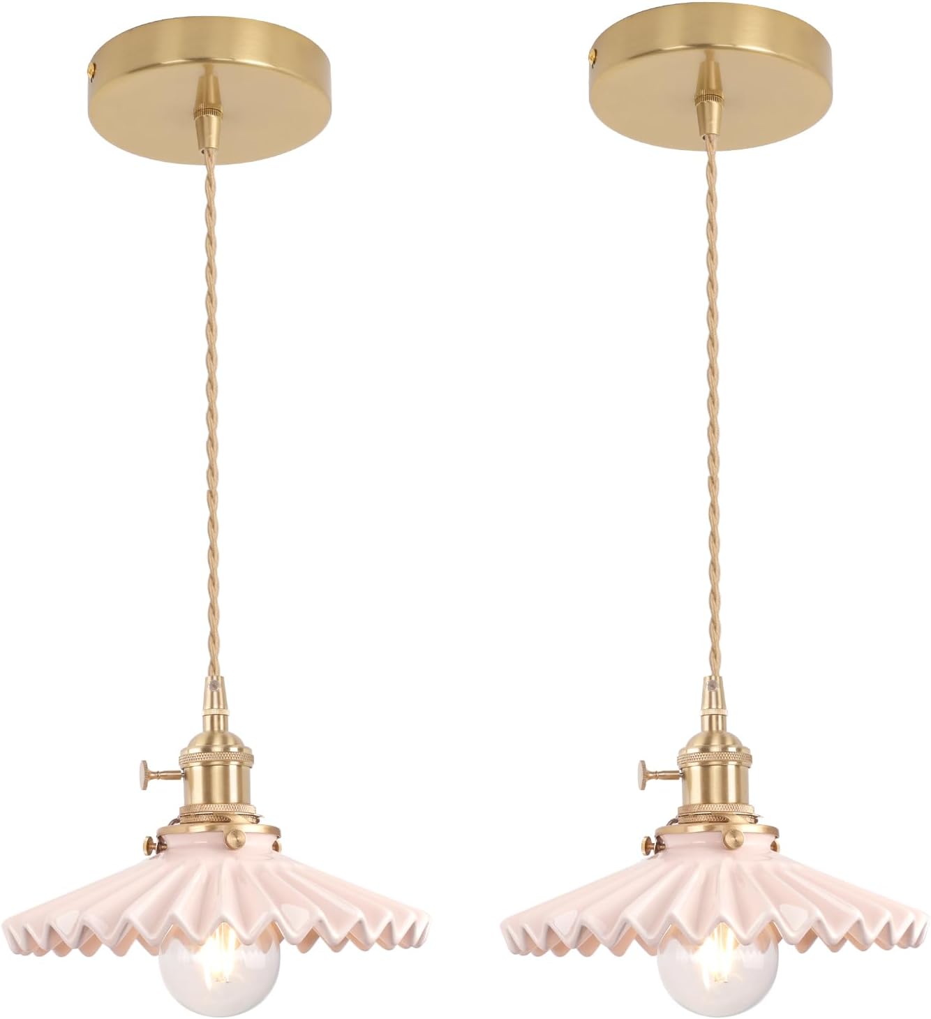 Elegant Pink Ceramic Pendant Light 2 Pack for Home Decor
