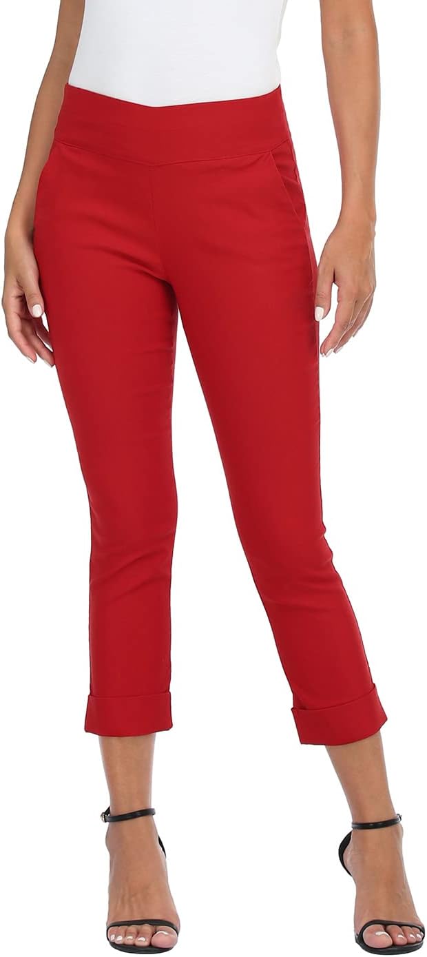 HDE Pull On Capri Pants for Women with Pockets and Style