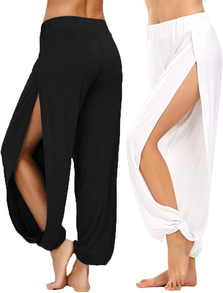 High Slit Harem Pants for Women - Comfortable Hippie Trousers