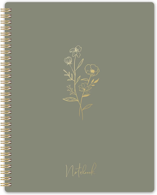 Amoroud Green Journal - 110 Pages, Spiral Bound, Inner Pocket