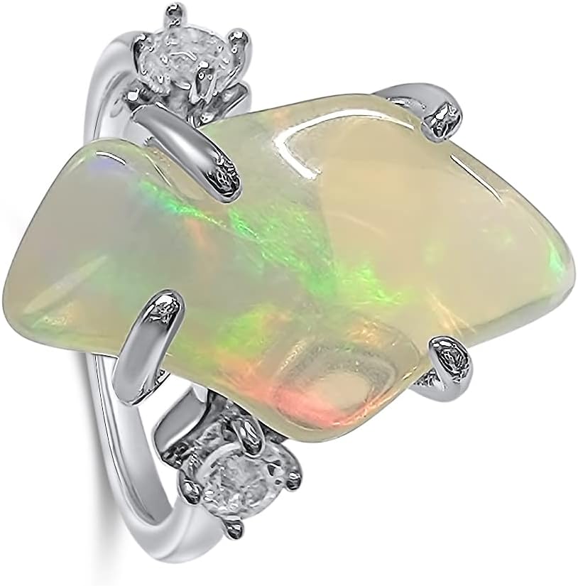 Real Raw Crystal Ring Birthstone Jewelry Gift for Her Unique