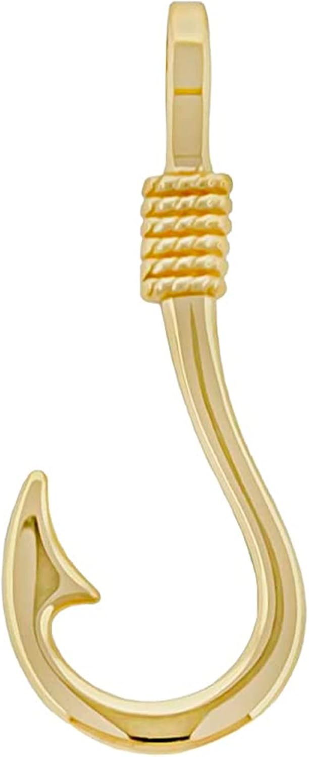 Handcrafted Gold Fish Hook Charm Pendant - 10 Karat Quality