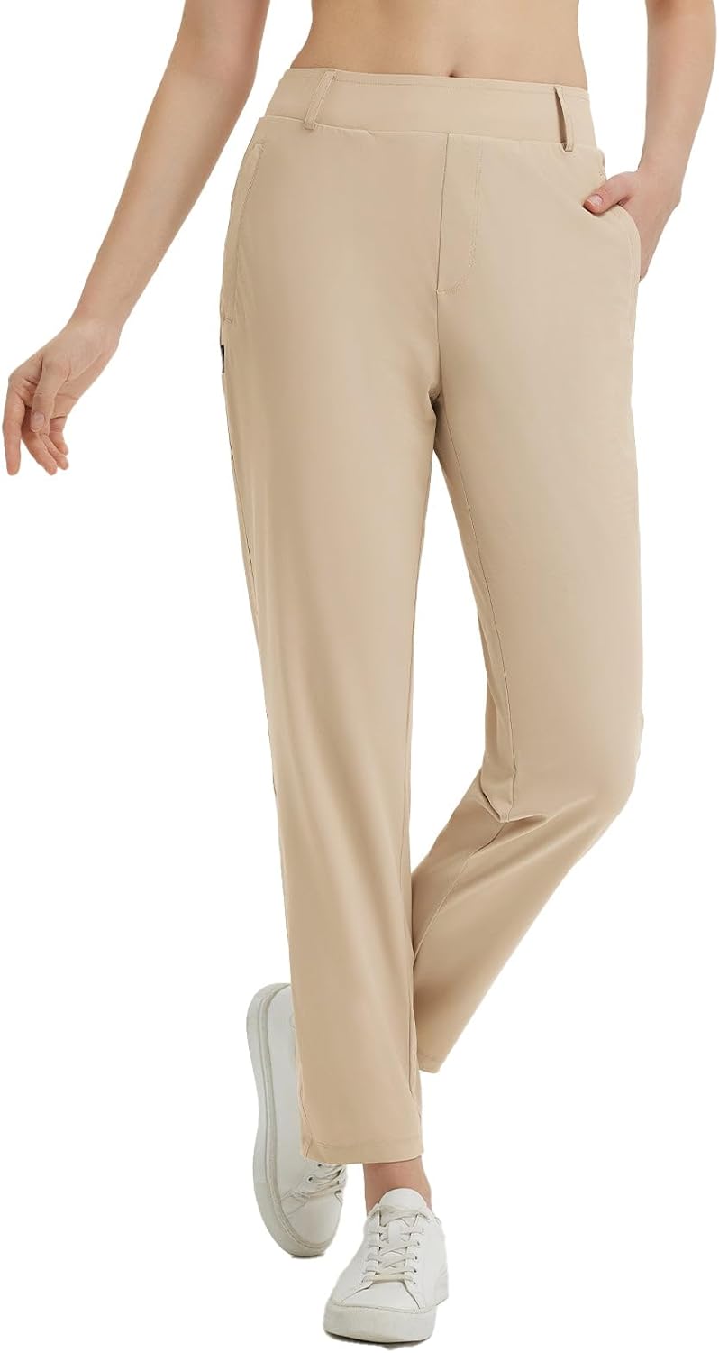 baleaf Women's Golf Pants with Belt Loops and Zipper Pockets