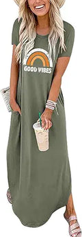 ANRABESS Women's Split Maxi Summer Beach Dress - Comfortable Pocketed