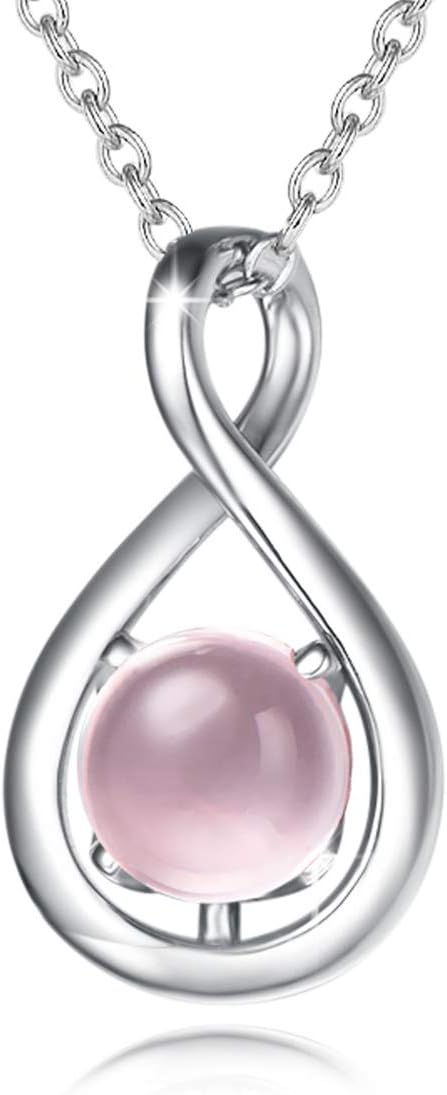Dainty Infinity Birthstone Necklace for Women in Sterling Silver